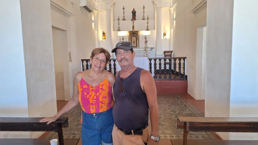 D. Maria Inês e Sr. Trajano visitaram a Ilha da Boa Viagem pela primeira vez