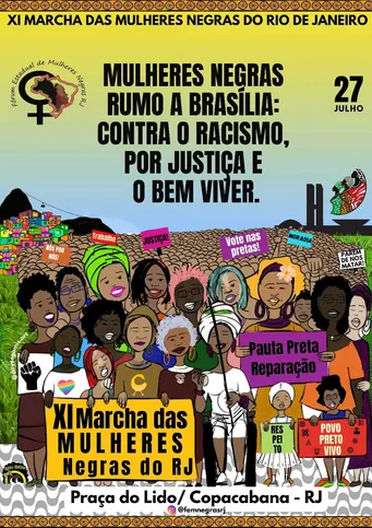 A 11ª Marcha de Mulheres Negras do Rj acontece neste domingo (27), em Copacabana.