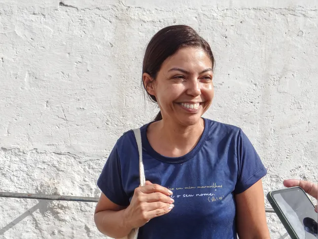 Marcele é moradora do Barro Vermelho e aproveitou a data para homenagear Nossa Senhora de Fátima