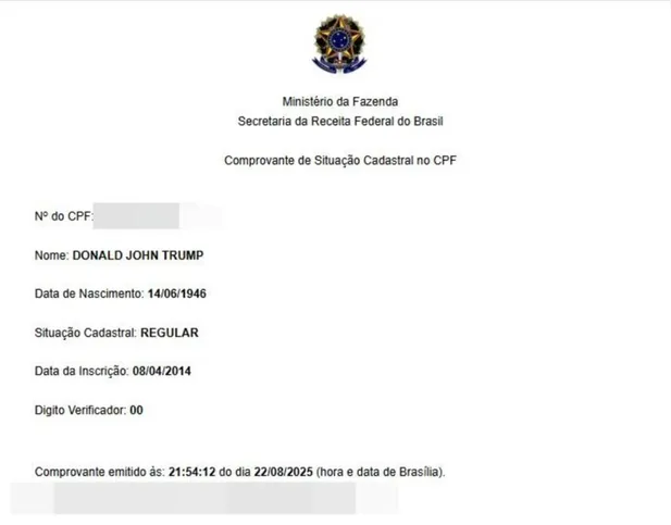CPF de Donald Trump