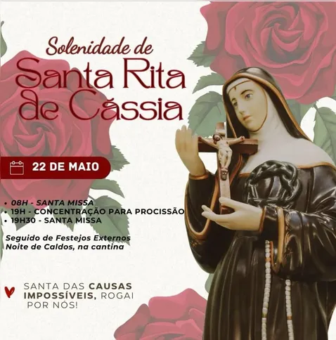 Confira a programação da Igreja Santa Rita de Cássia, no Morro do Castro