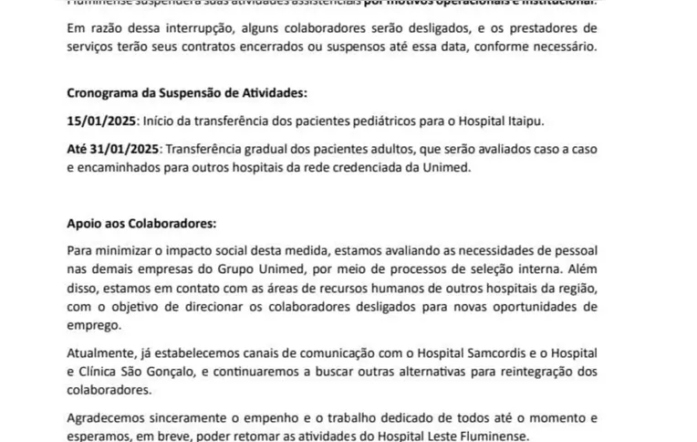 Comunicado oficial do Grupo Unimed