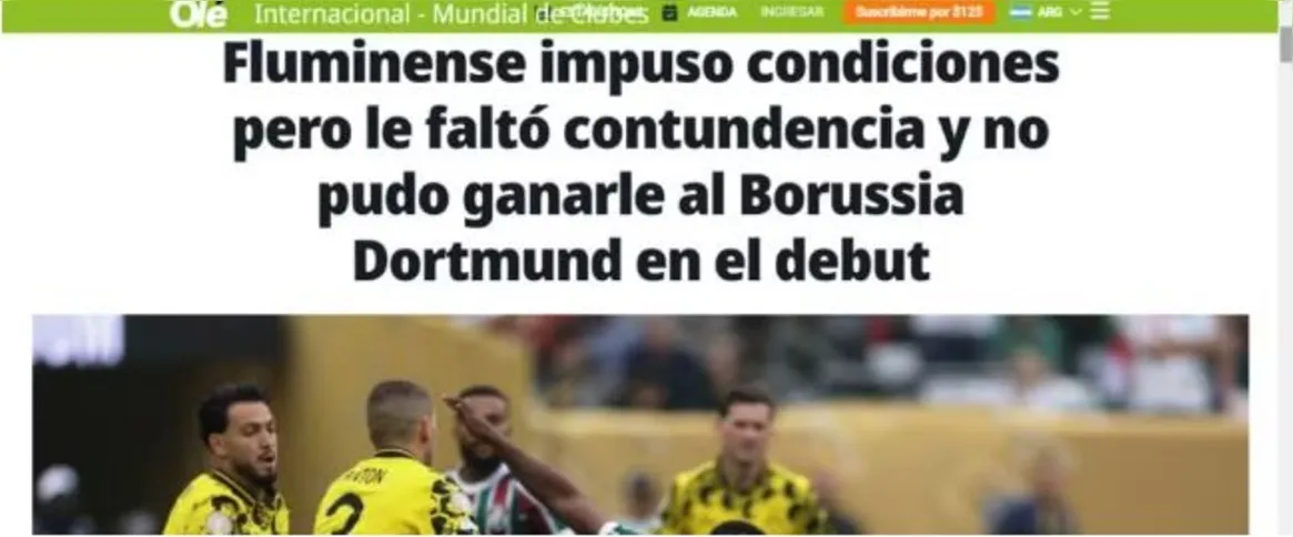 Jornal argentino "Olé"