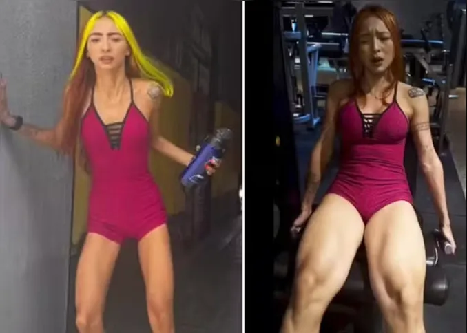 Antes e depois da influenciadora Ruivinha de Marte