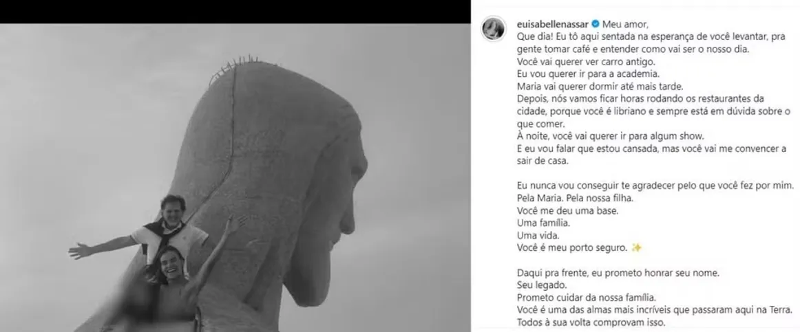 ost de despedida de Isabelle Nasser para Alexandre Carvalho