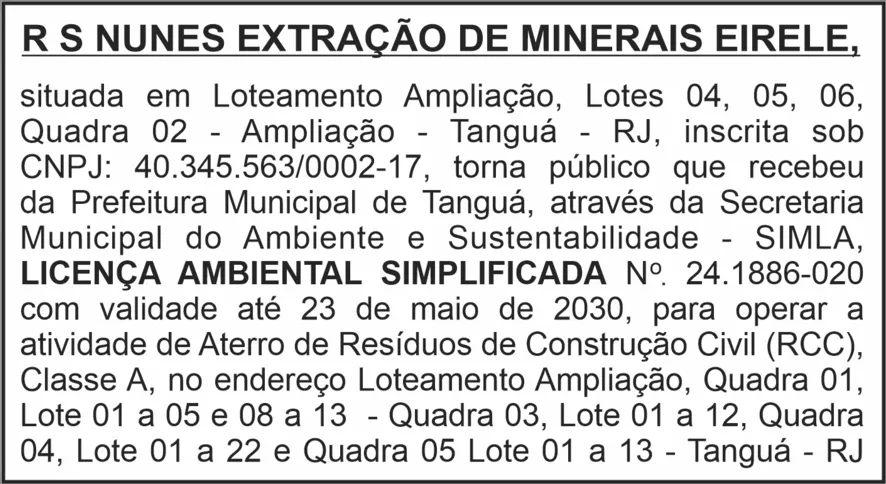 Imagem ilustrativa da imagem R S NUNES EXTRAÇÃO DE MINERAIS EIRELE
