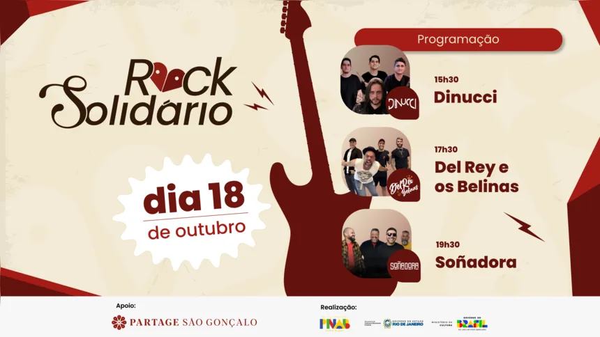 O evento também incentiva o público a contribuir com doações de alimentos e produtos de higiene