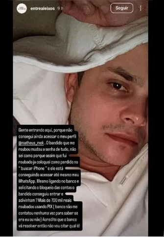 Cantor utilizou as redes sociais para contar o caso aos fãs