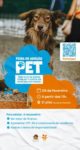 A Feira de adoção Pet acontece neste domingo, a partir das 11h