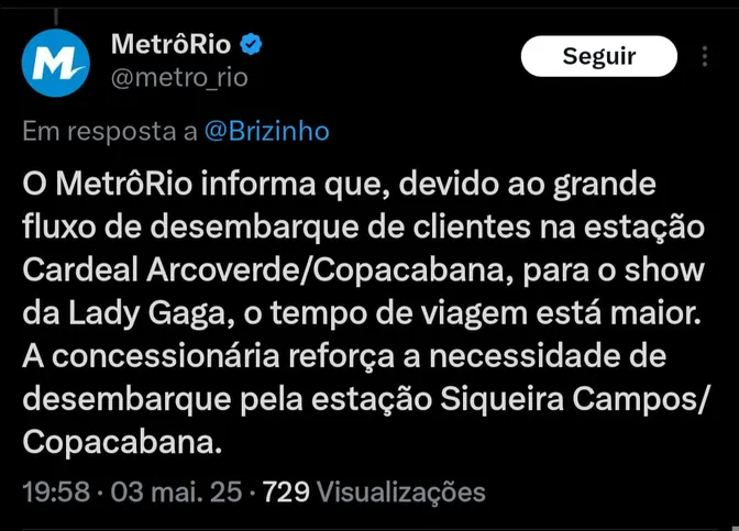 Imagem ilustrativa da imagem Show épico, volta caótica: superlotação após Lady Gaga gera críticas nas redes