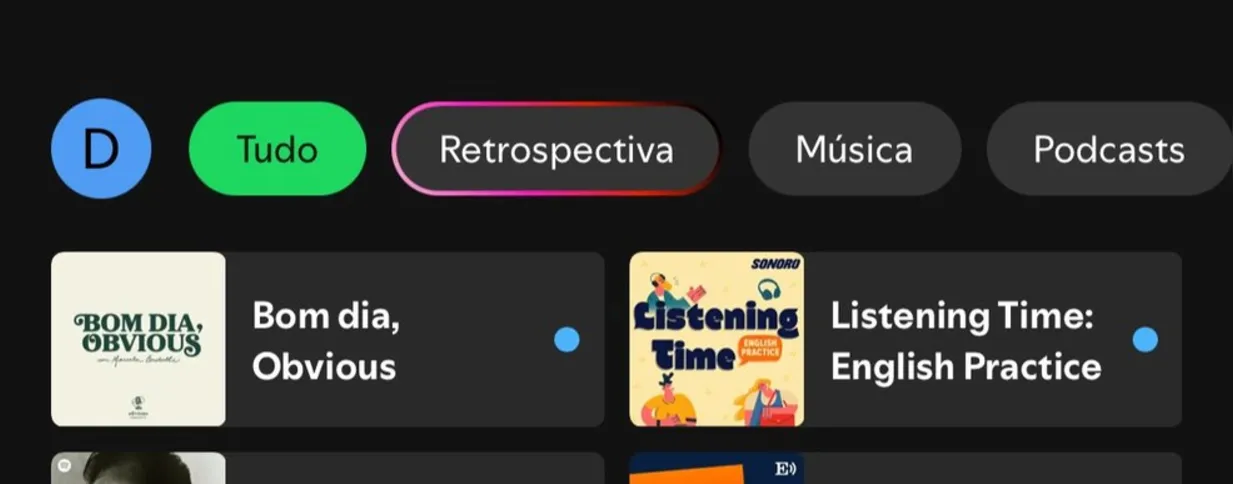 Botão de 'Retrospectiva' no app do Spotify