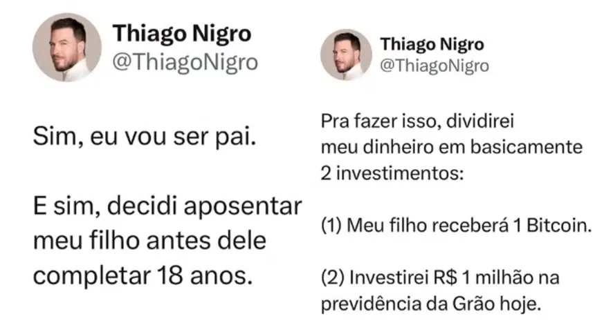 Thiago Nigro resolveu fazer um alto investimento para garantir um futuro milionário para o filho