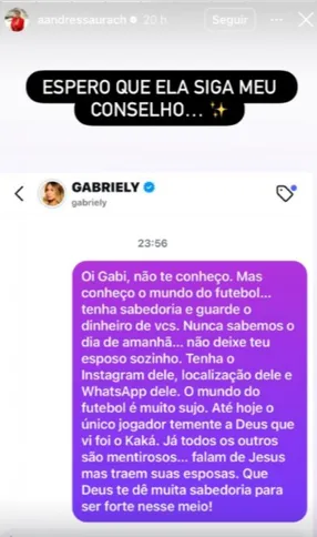 Mensagem enviada por Andressa