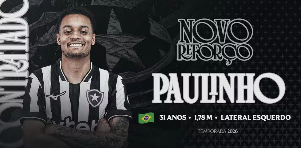 Botafogo anuncia a contratação do lateral-esquerdo Paulinho