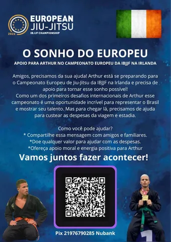 Arthur está realizando uma campanha de arrecadação para ajudar com os custos da viagem