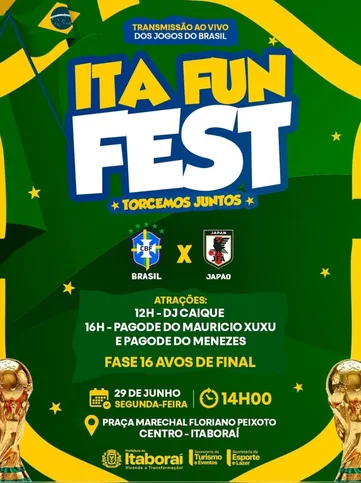 Ita Fun Fest promove shows para antes e depois do jogo do Brasil contra o Japão