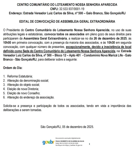 Imagem ilustrativa da imagem CENTRO COMUNITÁRIO DO LOTEAMENTO NOSSA SENHORA APARECIDA