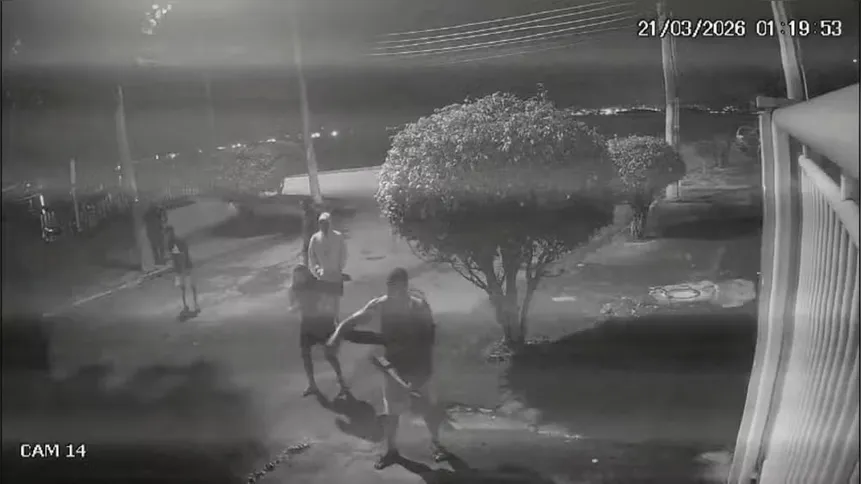 Câmeras de segurança registraram oito homens agredindo o animal