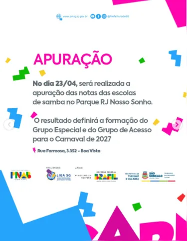 A apuração vai acontecer no dia 23 de abril