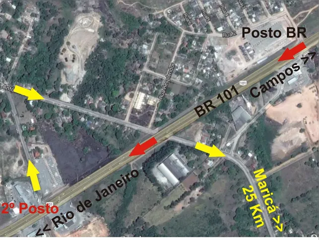 Rota para quem vem das Regiões Serrana e Norte-Fluminense pela Rodovia BR 101