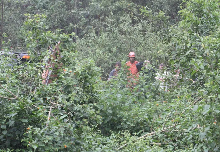 Bombeiros e agentes da PM estiveram dentro da mata para a recuperação dos corpos