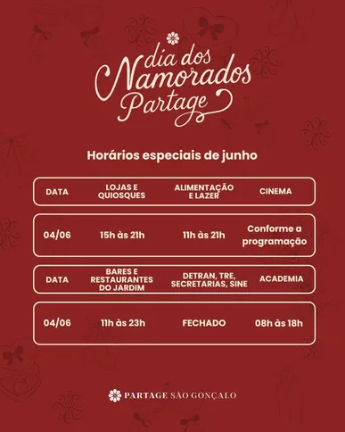Confira os horários dos estabelecimentos do Partage Shopping