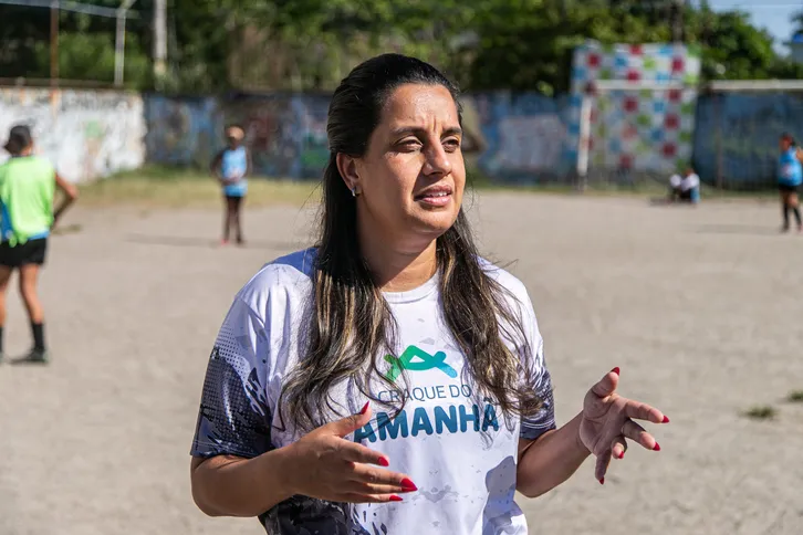 Coordenadora do Craque do Amanhã em Neves, Manuela Lagos, de 37 anos.