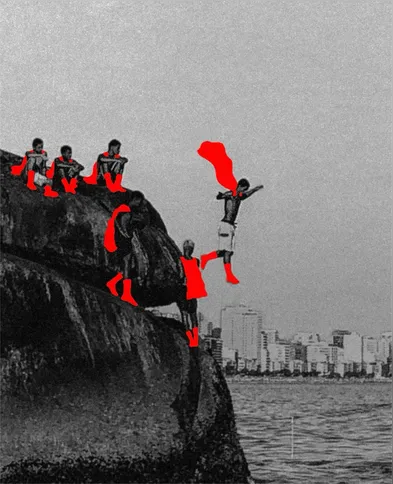 As obras partem de fotografias em preto e branco, muitas delas retiradas de jornais, revistas e arquivos históricos