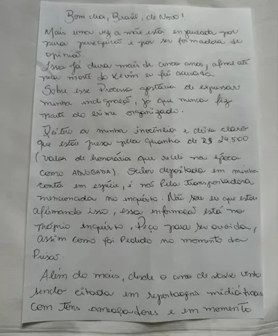 Carta escrita por Deolane