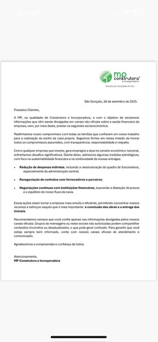 Em outro comunicado, a empresa menciona dificuldades financeiras e medidas como redução de custos e renegociação de contratos