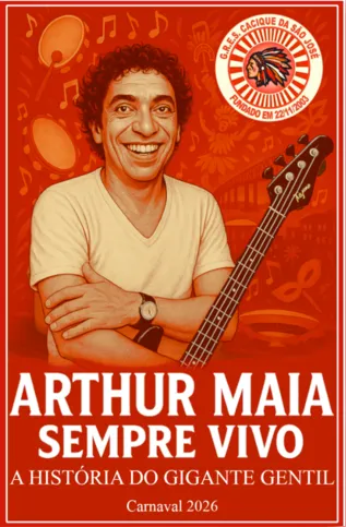 A logo do enredo da vermelha e branca da Zona Norte de Niterói