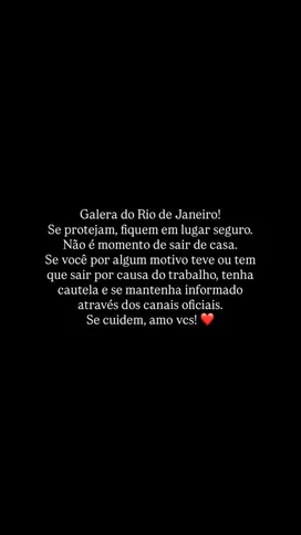 Ludmilla pediu para que os moradores do Rio de Janeiro fiquem em lugares seguros