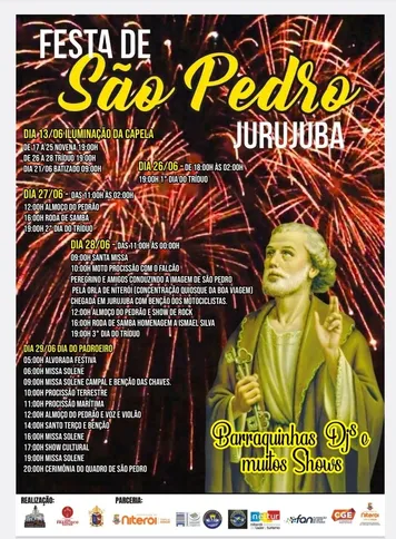 A programação do dia inclui alvorada festiva, missas campais, procissões terrestre e marítima