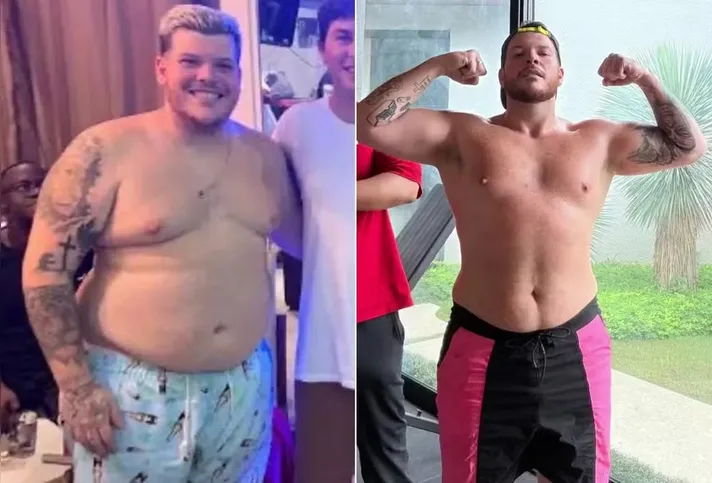 Ferrugem antes e depois de perder mais de 45 kg