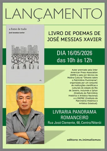 Imagem ilustrativa da imagem Jornalista lança terceiro livro, 'A fome de tudo', no próximo sábado (16) em Niterói