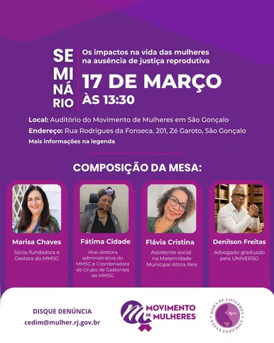 O encontro será um espaço de diálogo e reflexão sobre direitos reprodutivos, acesso à saúde e os desafios enfrentados pelas mulheres na garantia de seus direitos