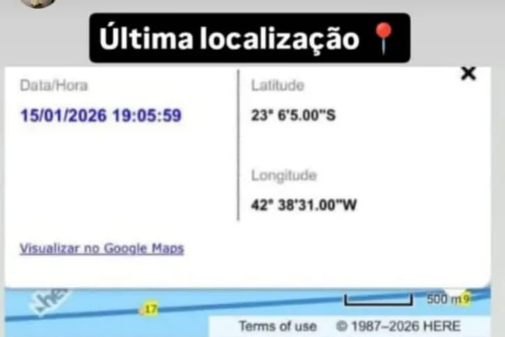 A embarcação não emitiu mais nenhuma posição e comunicação enquanto passava por Ponta Negra, em Maricá