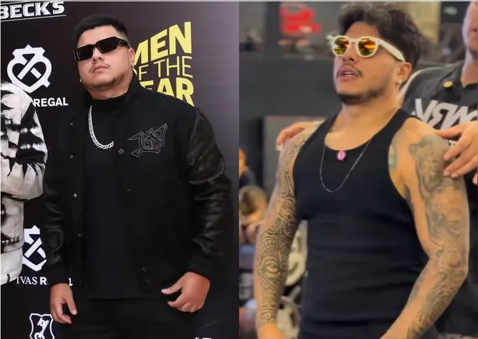 Antes e depois do apresentador Mítico