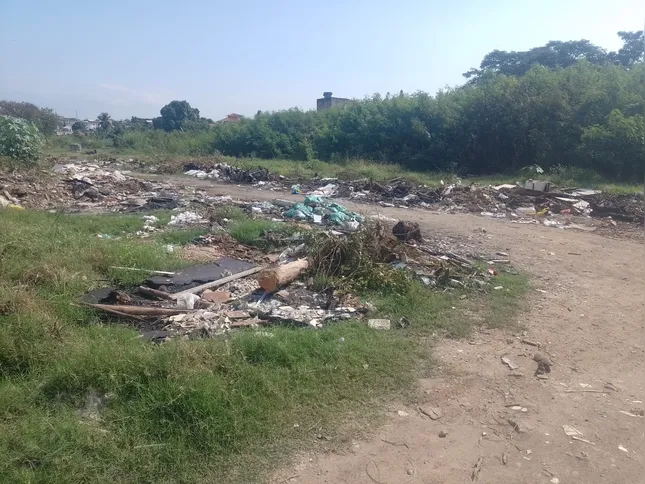 O lixo acumulado atrai insetos e roedores que invadem as casas próximas ao terreno