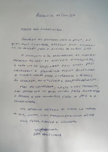11 de julho de 2026, Carta aos brasileiros