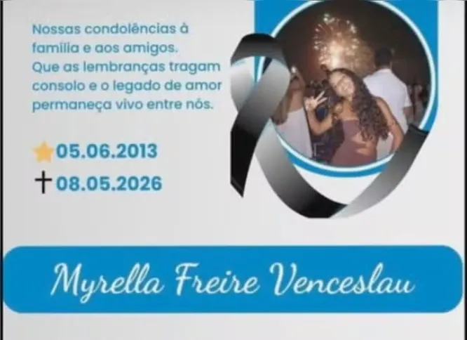 O corpo da adolescente será enterrado nesta segunda-feira (11)