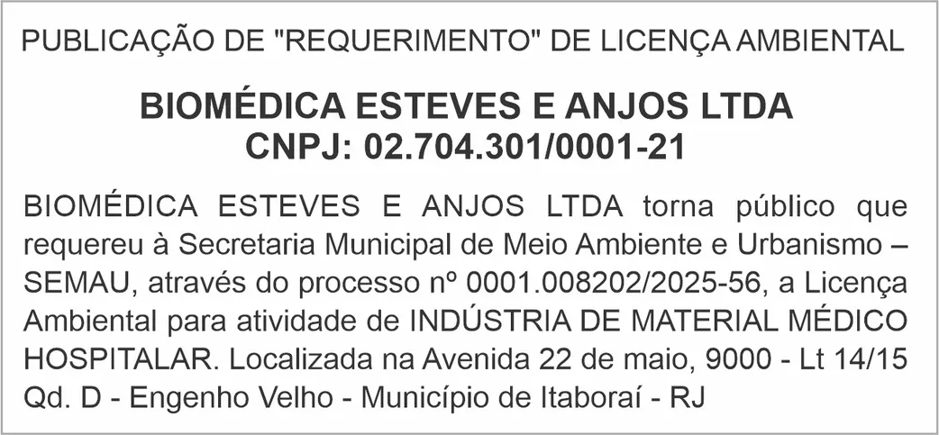 Imagem ilustrativa da imagem REQUERIMENTO DE LICENÇA AMBIENTAL