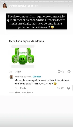 Comentário que a adolescente e influenciadora recebeu em uma de suas publicações