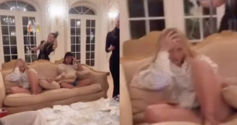 A influenciadora já havia sido vista rapidamente em um vídeo publicado por uma amiga de Vini Jr.