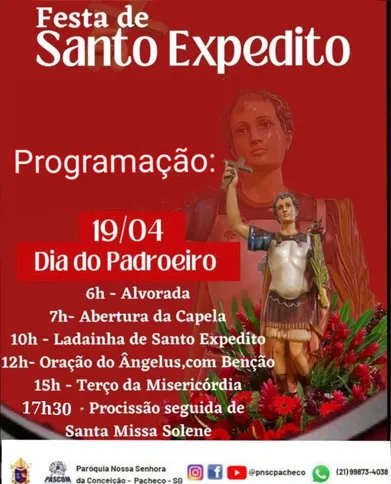 Informes sobre os horários da festa
