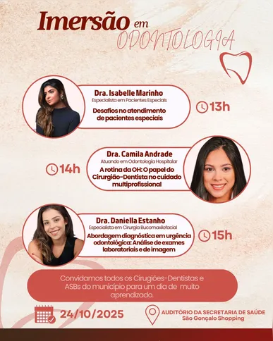 Imagem ilustrativa da imagem São Gonçalo promove “Imersão em Odontologia” com palestras em comemoração ao Dia do Dentista