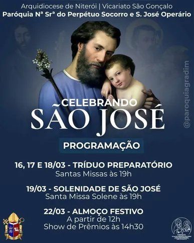 A Paróquia Nossa Senhora do Perpétuo Socorro e São José Operário, celebrará uma missa em homenagem a São José