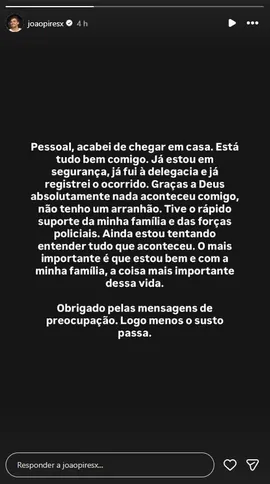 Nas redes sociais, ele tranquilizou seguidores