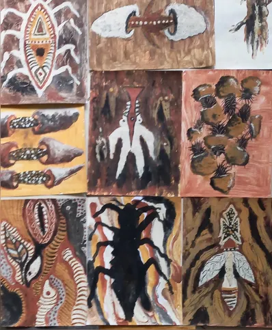Pinturas de Robson Martins elaboradas com pigmentos naturais