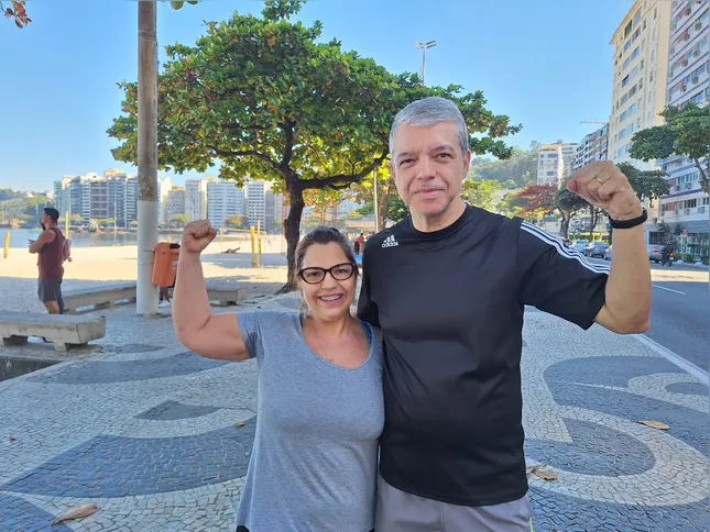 O casal Rosana e Carlos Messias comentam a importância dos exercícios físicos e da prevenção médica
